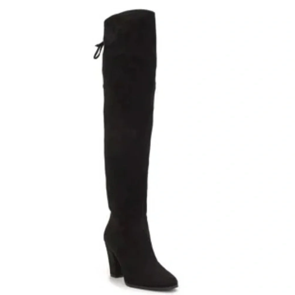 Vince Camuto Tapley Black Corset Lace Up Back Over The Knee Boot Size 5.5